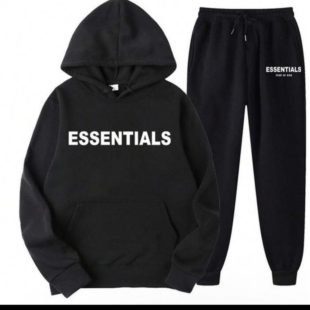 Essentials Jet Black Hoodie and Joggers